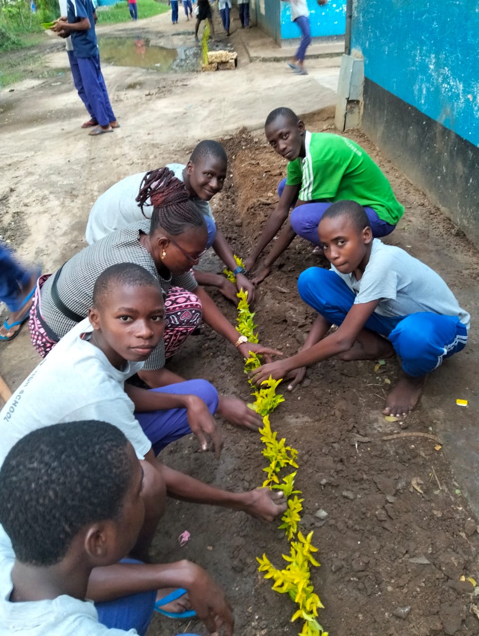 Students with their patron